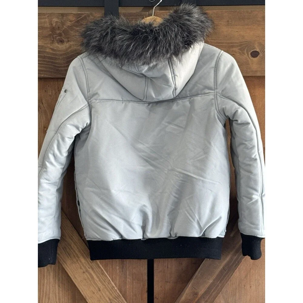 Pajar Canada Lucas Parka Jacket Youth 14/16 Gray Fur Hooded Bomber Winter Coat